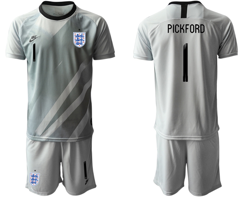 Men 2021 European Cup England grey goalkeeper #1 Soccer Jersey
